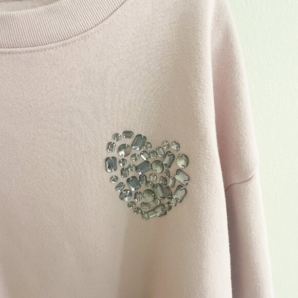 Gap Kids Pink Oversized Sweatshirt with Heart Rhinestone Detail - Picture 3 of 6
